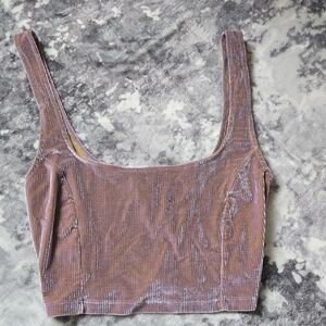 Urban Outfitters Mauve Velvet Ribbed Crop Top
